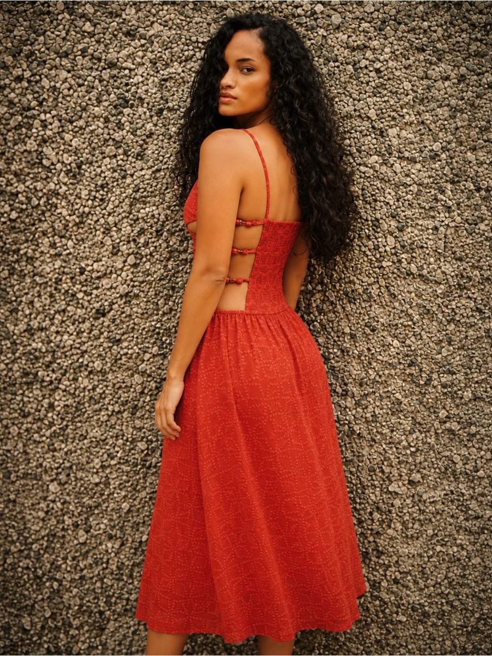 NWT Anthropologie Celandine Rio Batik Cutout Midi Red - Size Large - Picture 2 of 7
